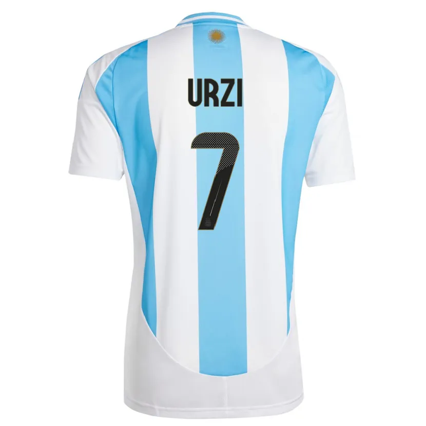 Danxen Børn Argentina Agustin Urzi #7 Hvid Blå Hjemmebane Spillertrøjer 24-26 Trøje T-Shirt