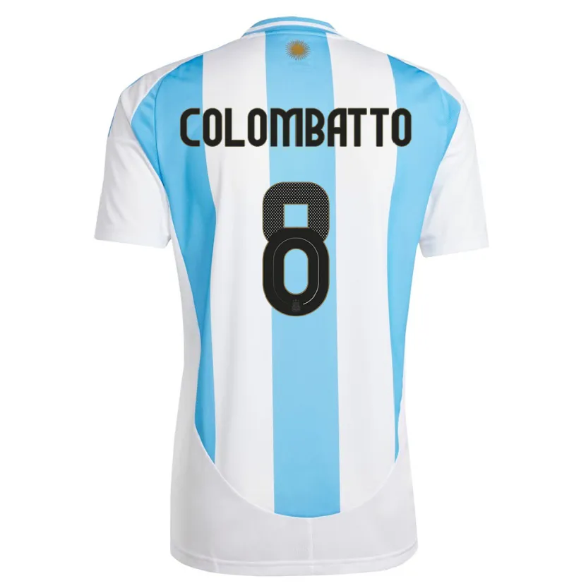 Danxen Børn Argentina Santiago Colombatto #8 Hvid Blå Hjemmebane Spillertrøjer 24-26 Trøje T-Shirt