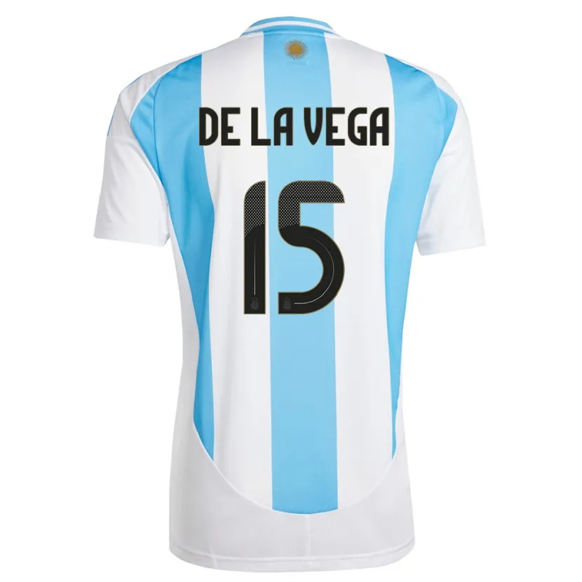 Danxen Børn Argentina Pedro De La Vega #15 Hvid Blå Hjemmebane Spillertrøjer 24-26 Trøje T-Shirt