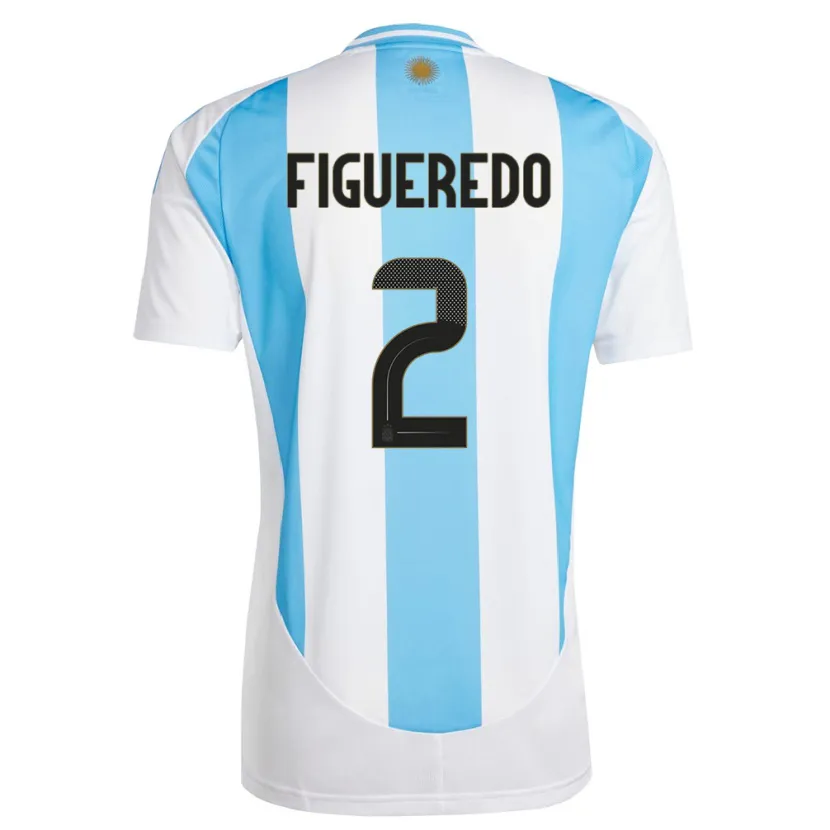 Danxen Børn Argentina Leandro Figueredo #2 Hvid Blå Hjemmebane Spillertrøjer 24-26 Trøje T-Shirt