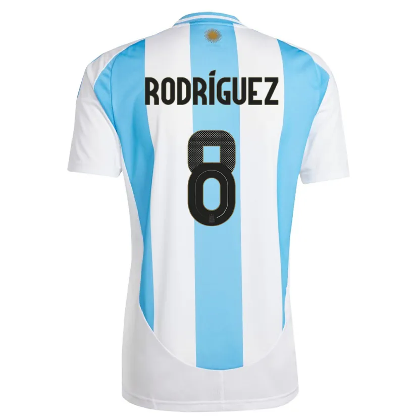 Danxen Børn Argentina Agustin Rodriguez #8 Hvid Blå Hjemmebane Spillertrøjer 24-26 Trøje T-Shirt