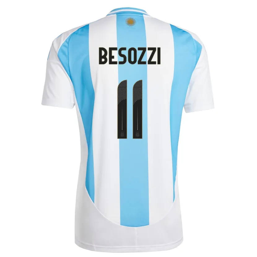 Danxen Børn Argentina Lucas Besozzi #11 Hvid Blå Hjemmebane Spillertrøjer 24-26 Trøje T-Shirt