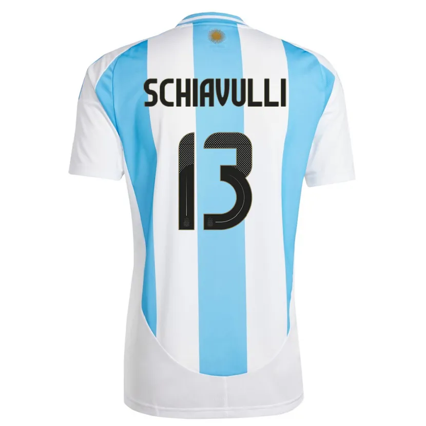 Danxen Børn Argentina Thiago Schiavulli #13 Hvid Blå Hjemmebane Spillertrøjer 24-26 Trøje T-Shirt