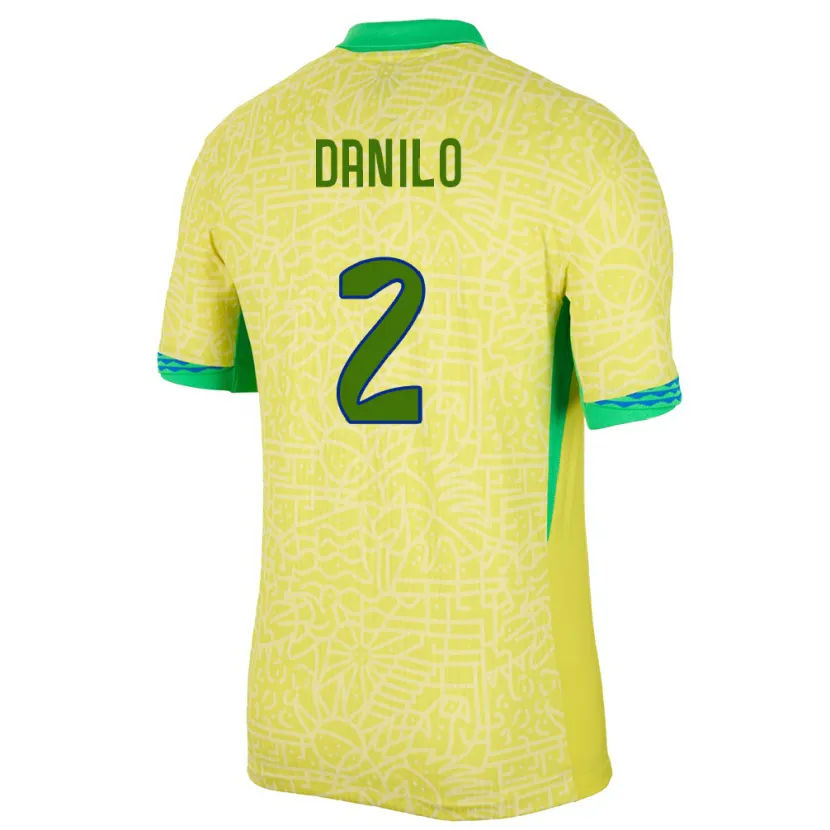 Danxen Børn Brasilien Danilo #2 Gul Hjemmebane Spillertrøjer 24-26 Trøje T-Shirt