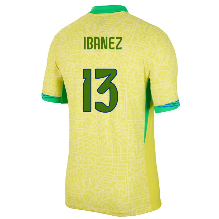 Danxen Børn Brasilien Roger Ibanez #13 Gul Hjemmebane Spillertrøjer 24-26 Trøje T-Shirt