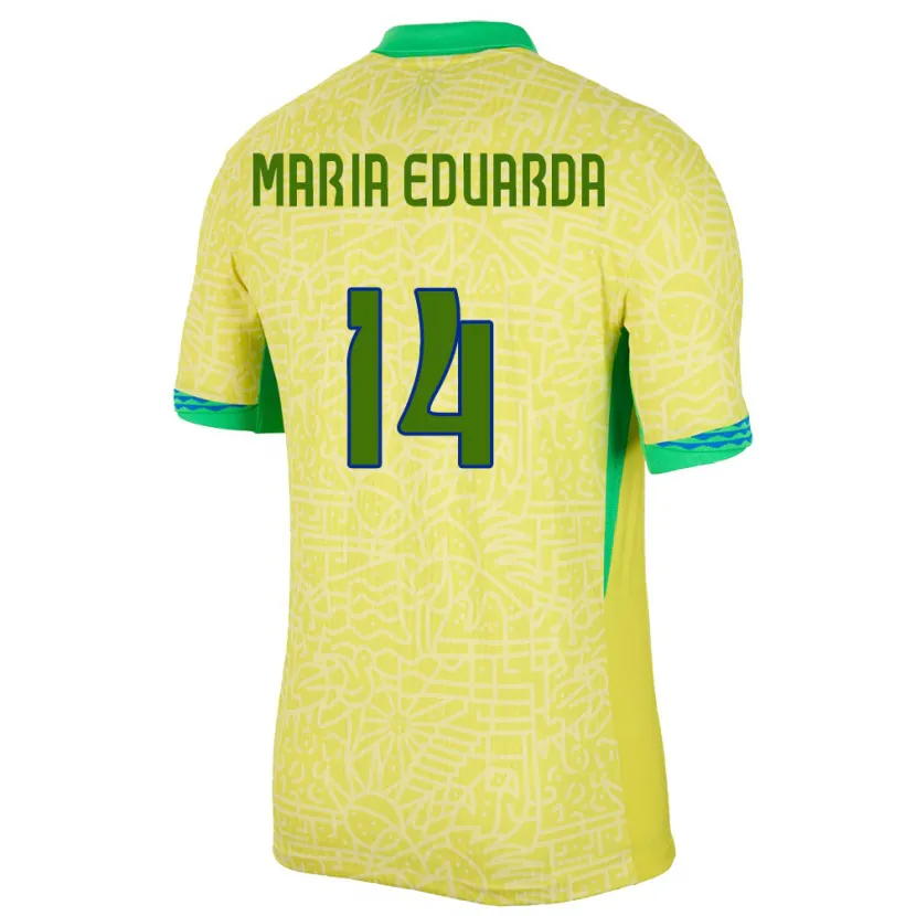 Danxen Børn Brasilien Maria Eduarda #14 Gul Hjemmebane Spillertrøjer 24-26 Trøje T-Shirt