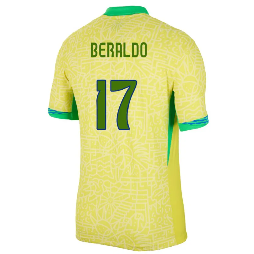 Danxen Børn Brasilien Lucas Beraldo #17 Gul Hjemmebane Spillertrøjer 24-26 Trøje T-Shirt