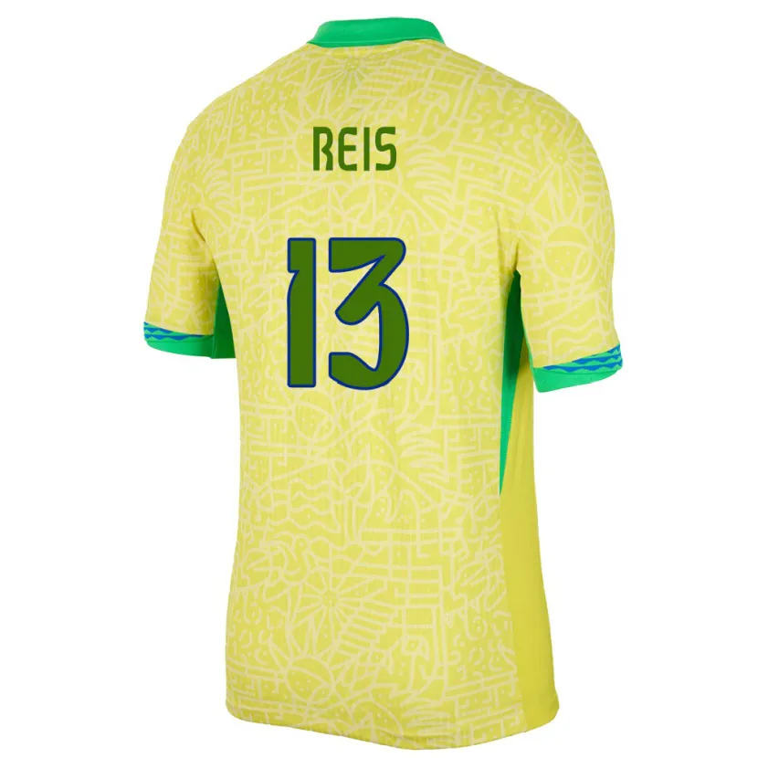 Danxen Børn Brasilien Vitor Reis #13 Gul Hjemmebane Spillertrøjer 24-26 Trøje T-Shirt