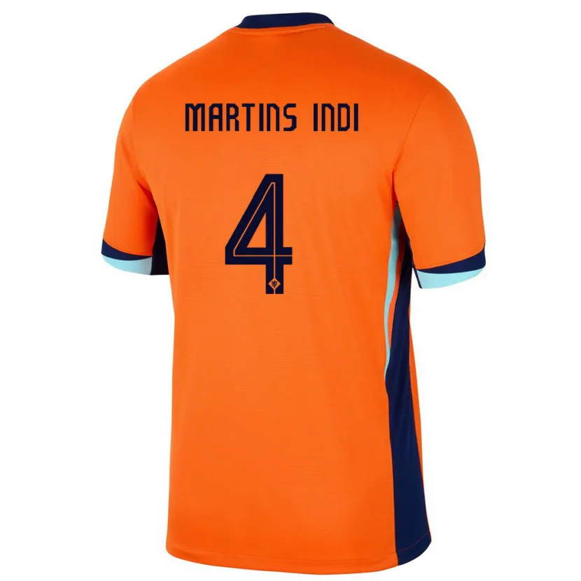 Danxen Børn Holland Bruno Martins Indi #4 Orange Hjemmebane Spillertrøjer 24-26 Trøje T-Shirt