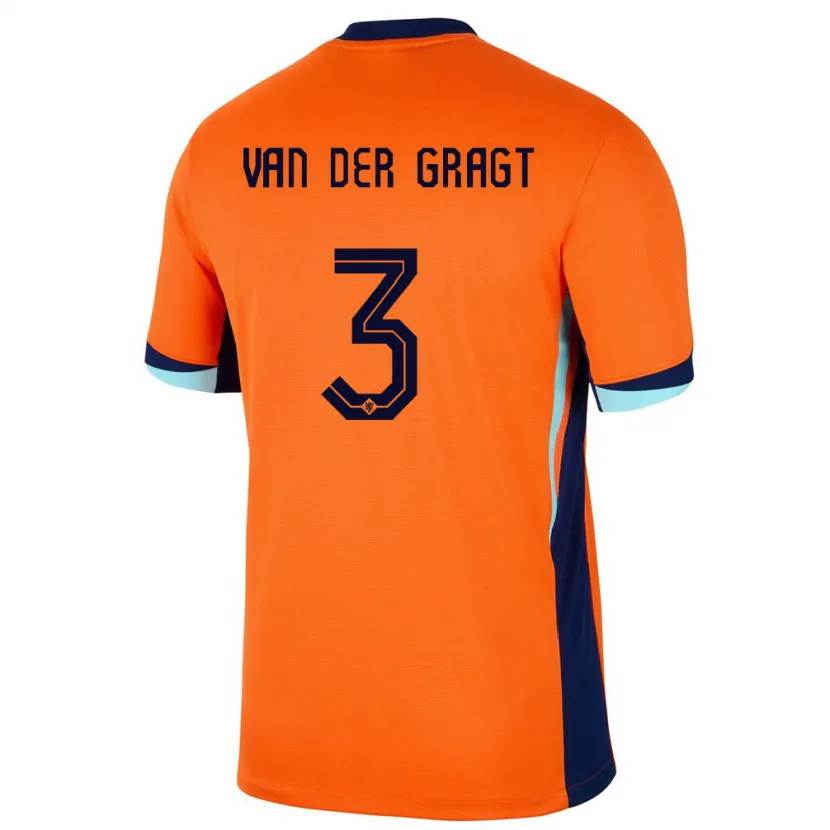 Danxen Børn Holland Stefanie Van Der Gragt #3 Orange Hjemmebane Spillertrøjer 24-26 Trøje T-Shirt