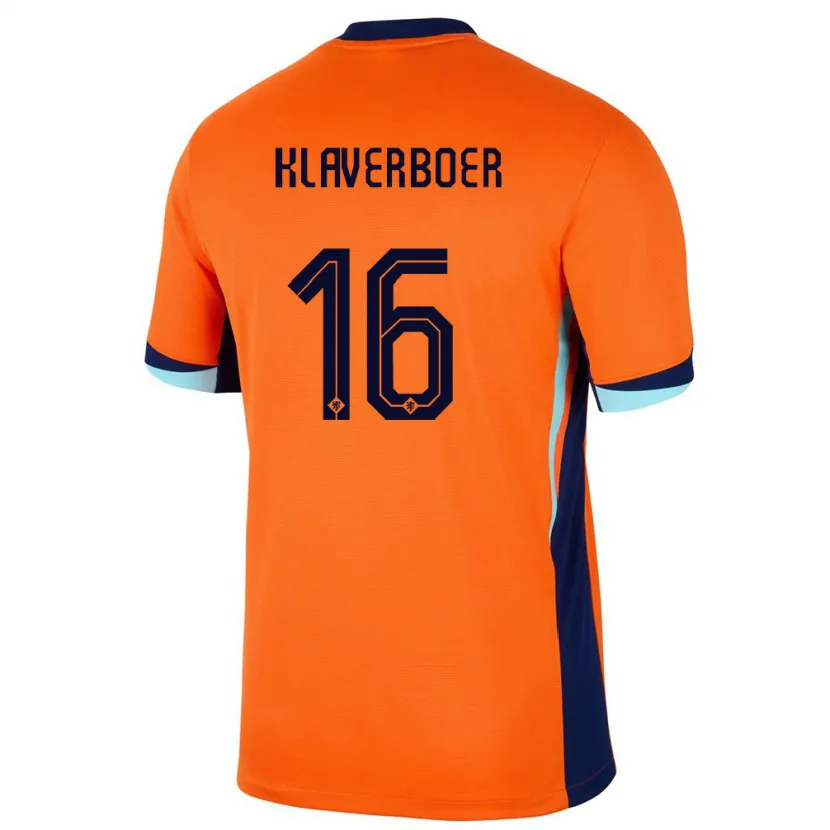 Danxen Børn Holland Bernt Klaverboer #16 Orange Hjemmebane Spillertrøjer 24-26 Trøje T-Shirt