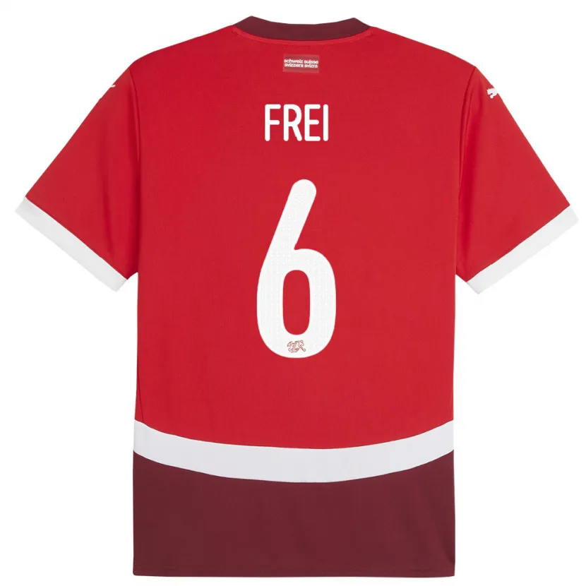 Danxen Børn Schweiz Fabian Frei #6 Rød Hjemmebane Spillertrøjer 24-26 Trøje T-Shirt