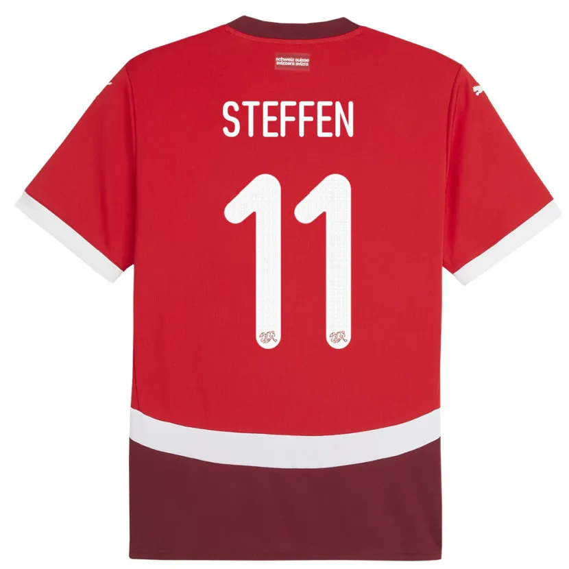 Danxen Børn Schweiz Renato Steffen #11 Rød Hjemmebane Spillertrøjer 24-26 Trøje T-Shirt