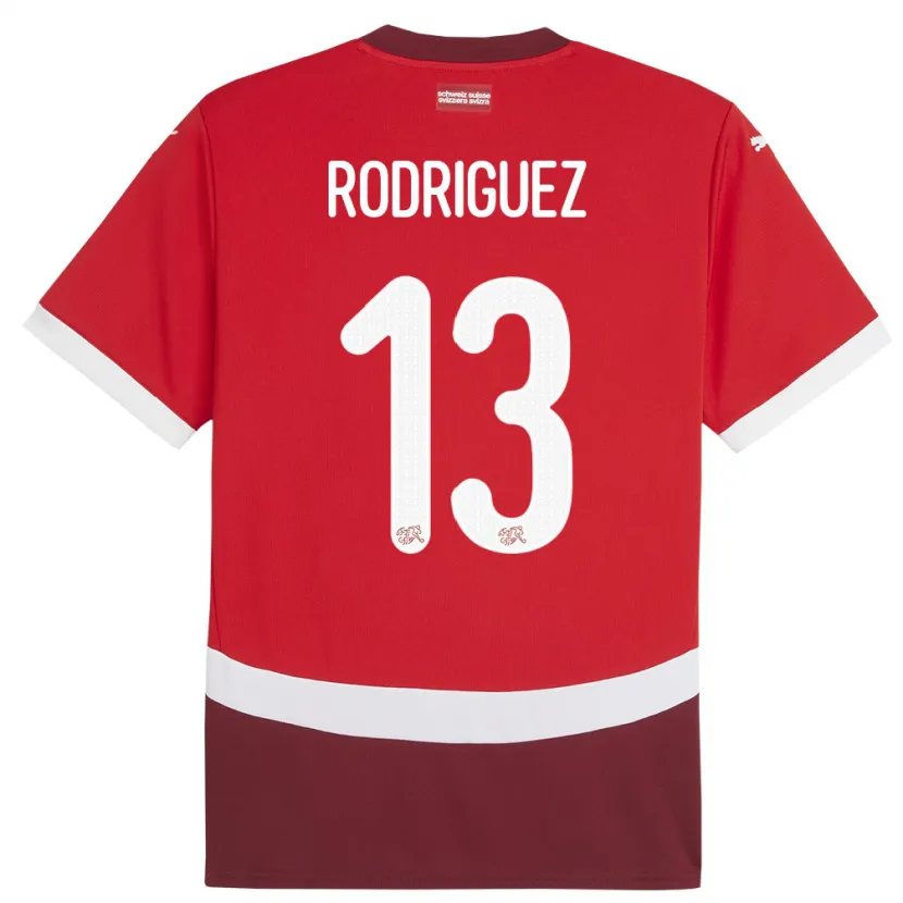 Danxen Børn Schweiz Ricardo Rodriguez #13 Rød Hjemmebane Spillertrøjer 24-26 Trøje T-Shirt