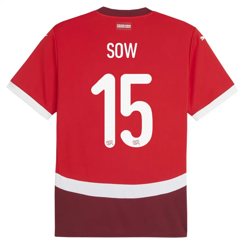 Danxen Børn Schweiz Djibril Sow #15 Rød Hjemmebane Spillertrøjer 24-26 Trøje T-Shirt