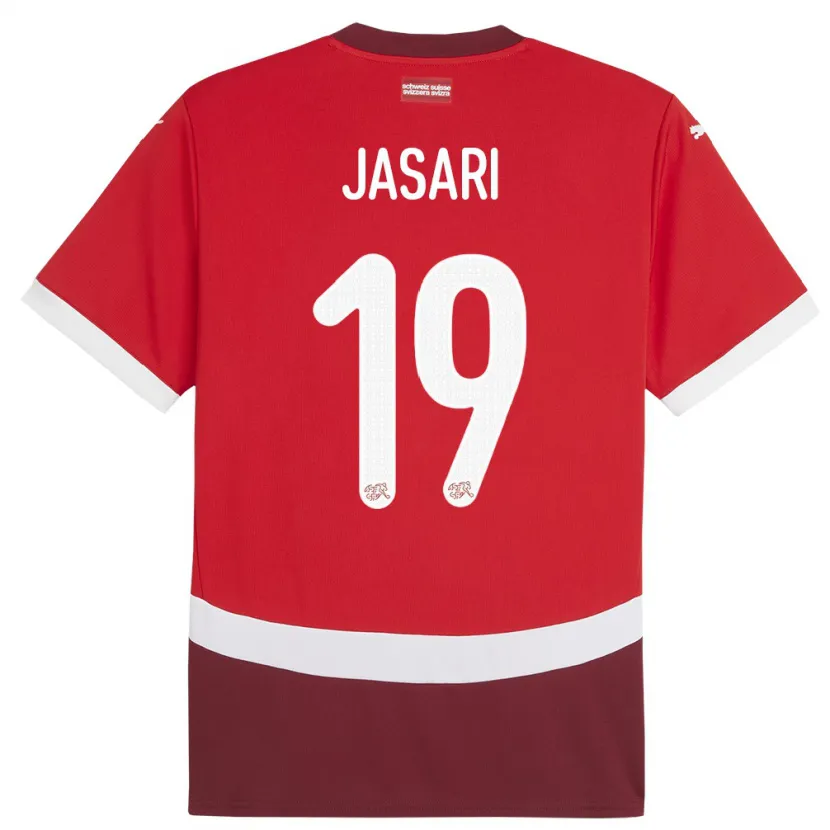 Danxen Børn Schweiz Ardon Jasari #19 Rød Hjemmebane Spillertrøjer 24-26 Trøje T-Shirt