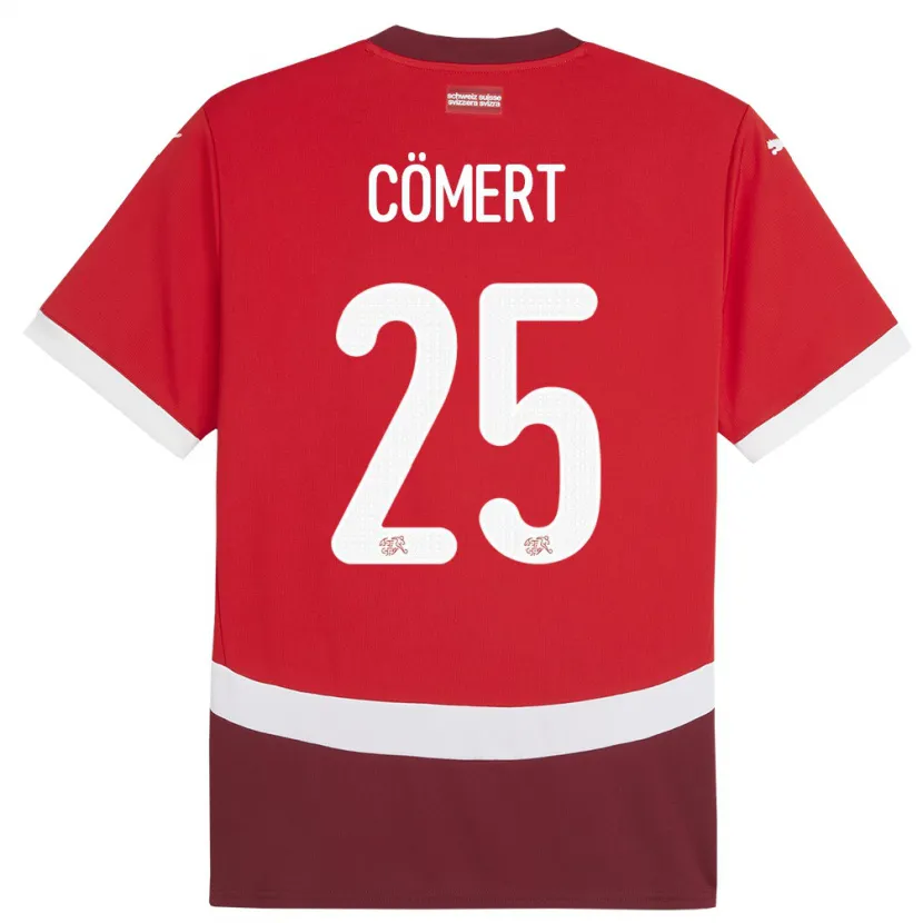 Danxen Børn Schweiz Eray Comert #25 Rød Hjemmebane Spillertrøjer 24-26 Trøje T-Shirt