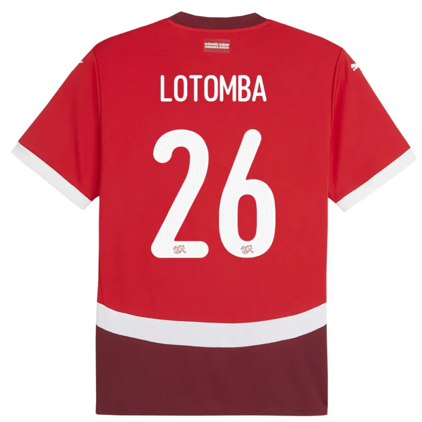 Danxen Børn Schweiz Jordan Lotomba #26 Rød Hjemmebane Spillertrøjer 24-26 Trøje T-Shirt