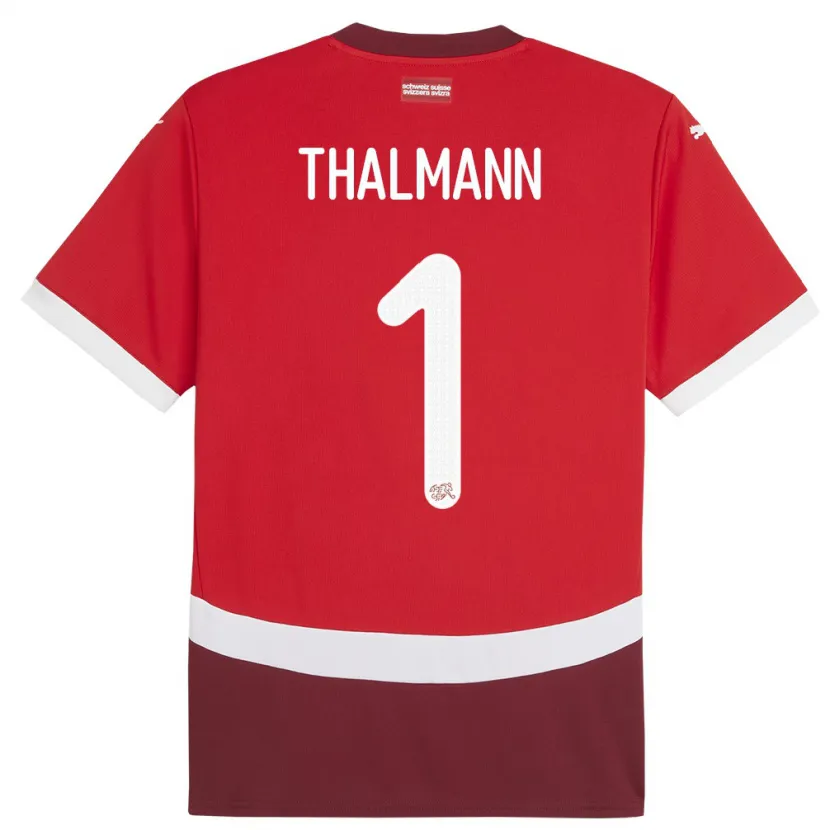 Danxen Børn Schweiz Gaelle Thalmann #1 Rød Hjemmebane Spillertrøjer 24-26 Trøje T-Shirt