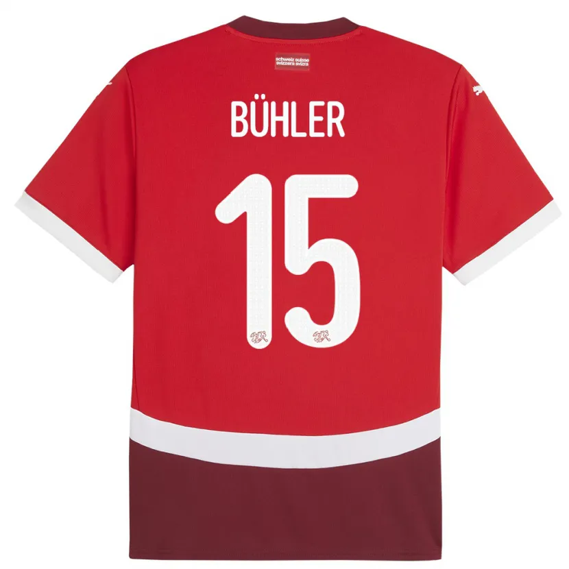 Danxen Børn Schweiz Luana Buhler #15 Rød Hjemmebane Spillertrøjer 24-26 Trøje T-Shirt