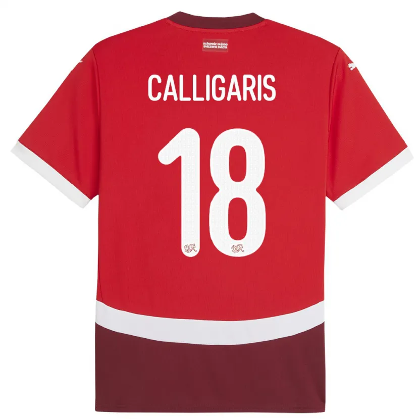 Danxen Børn Schweiz Viola Calligaris #18 Rød Hjemmebane Spillertrøjer 24-26 Trøje T-Shirt