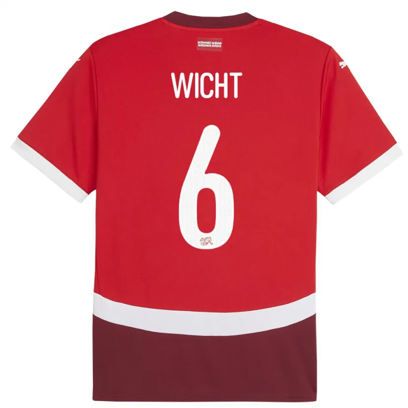 Danxen Børn Schweiz Nathan Wicht #6 Rød Hjemmebane Spillertrøjer 24-26 Trøje T-Shirt