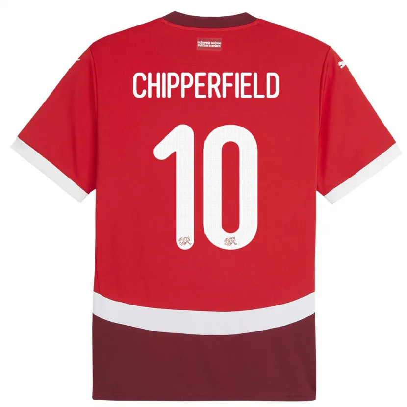 Danxen Børn Schweiz Liam Chipperfield #10 Rød Hjemmebane Spillertrøjer 24-26 Trøje T-Shirt