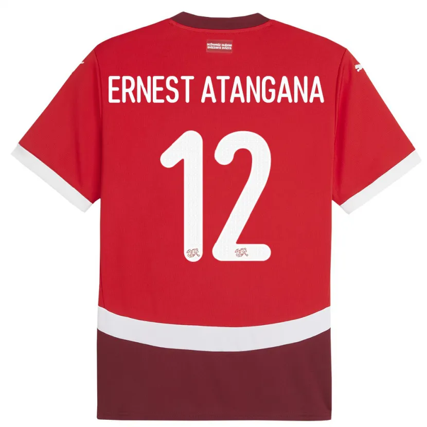 Danxen Børn Schweiz Brian Ernest Atangana #12 Rød Hjemmebane Spillertrøjer 24-26 Trøje T-Shirt