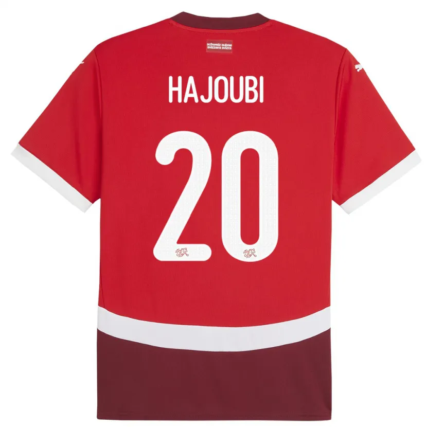 Danxen Børn Schweiz Amin Hajoubi #20 Rød Hjemmebane Spillertrøjer 24-26 Trøje T-Shirt