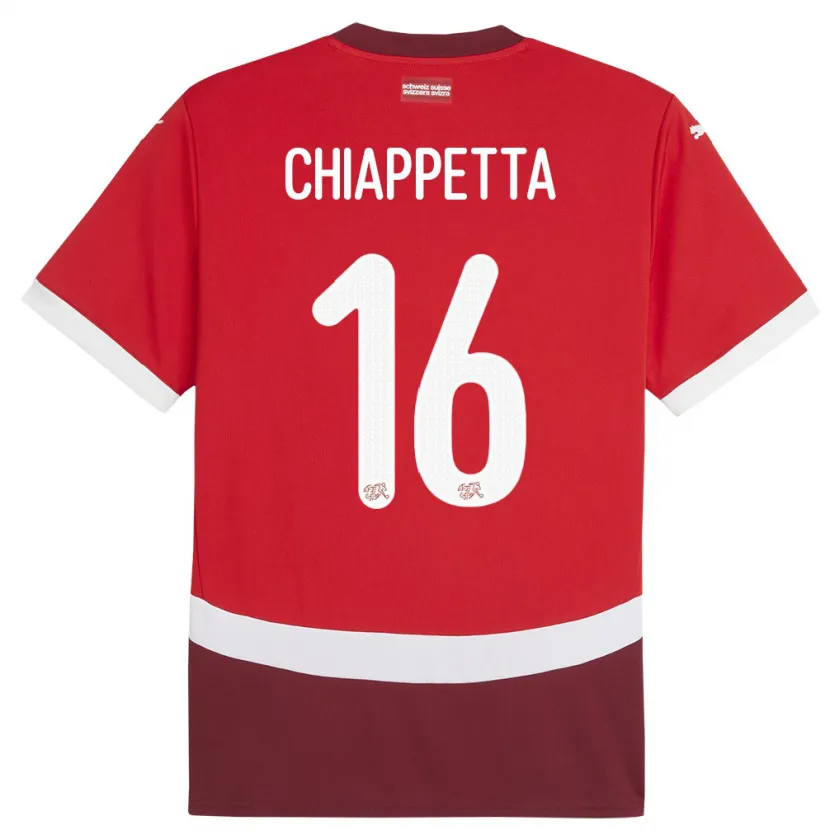 Danxen Børn Schweiz Carmine Chiappetta #16 Rød Hjemmebane Spillertrøjer 24-26 Trøje T-Shirt