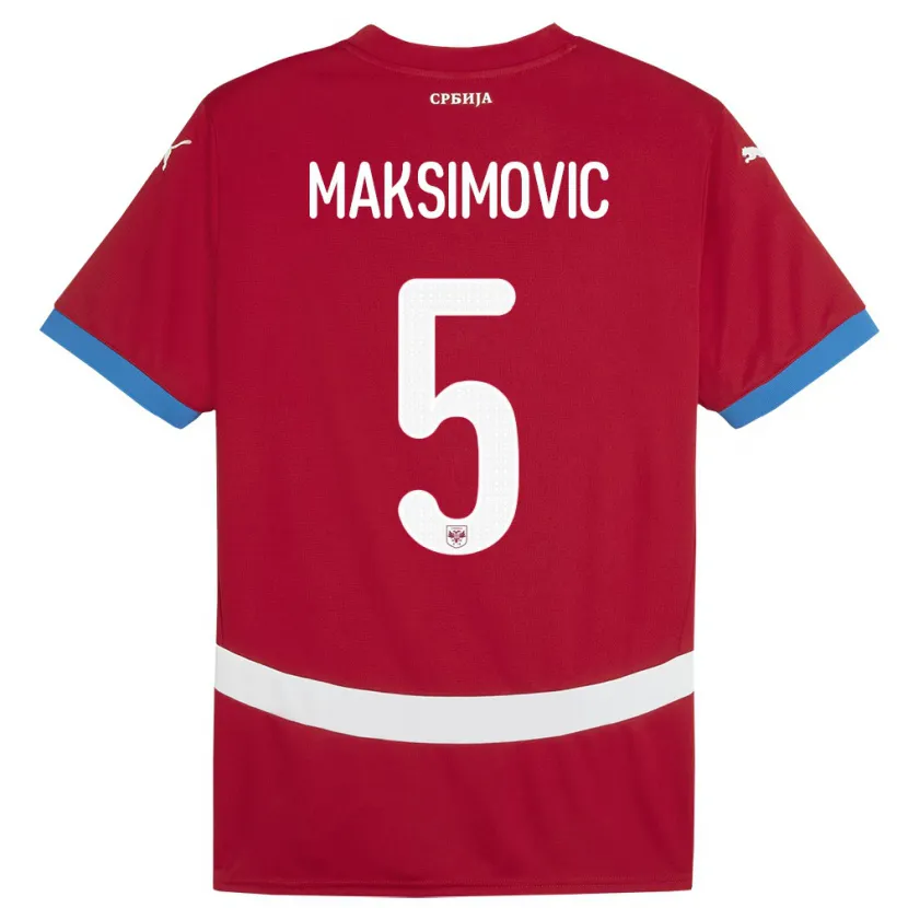 Danxen Børn Serbien Nemanja Maksimovic #5 Rød Hjemmebane Spillertrøjer 24-26 Trøje T-Shirt