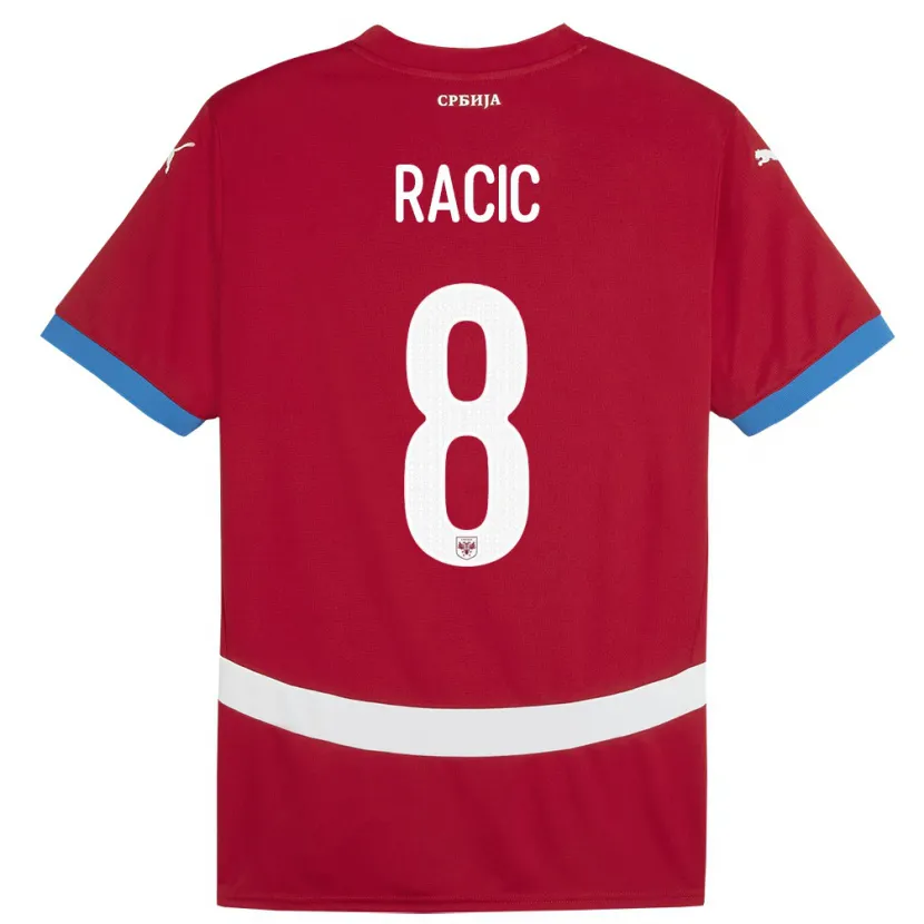 Danxen Børn Serbien Uros Racic #8 Rød Hjemmebane Spillertrøjer 24-26 Trøje T-Shirt