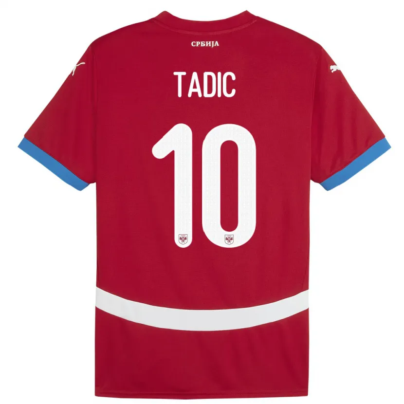 Danxen Børn Serbien Dusan Tadic #10 Rød Hjemmebane Spillertrøjer 24-26 Trøje T-Shirt