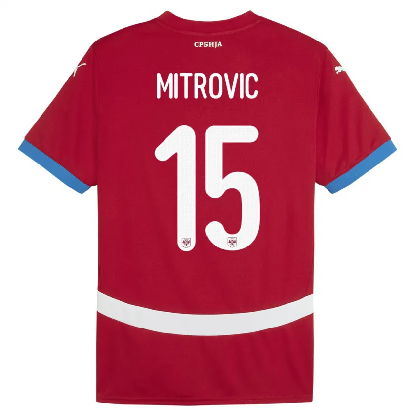 Danxen Børn Serbien Stefan Mitrovic #15 Rød Hjemmebane Spillertrøjer 24-26 Trøje T-Shirt