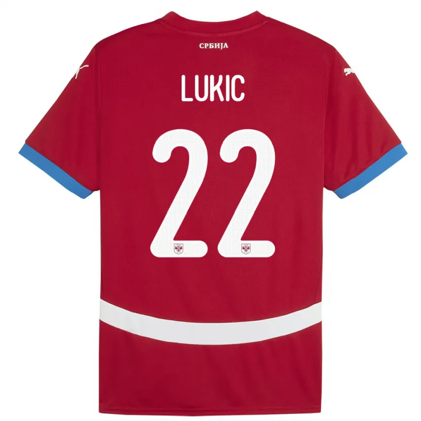 Danxen Børn Serbien Sasa Lukic #22 Rød Hjemmebane Spillertrøjer 24-26 Trøje T-Shirt