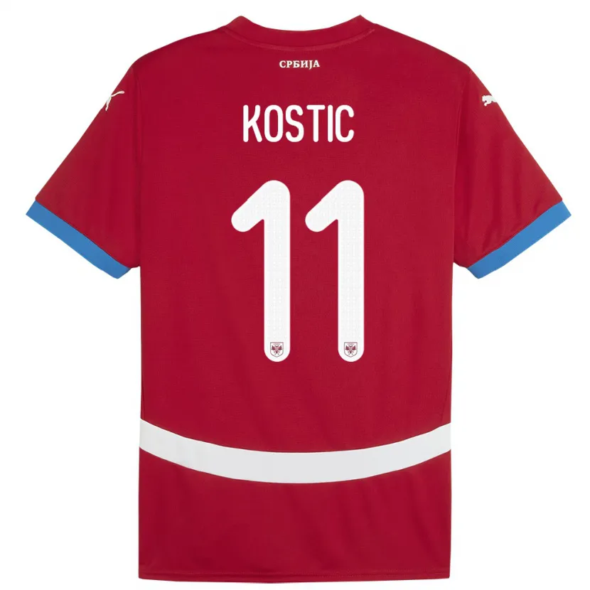 Danxen Børn Serbien Filip Kostic #11 Rød Hjemmebane Spillertrøjer 24-26 Trøje T-Shirt