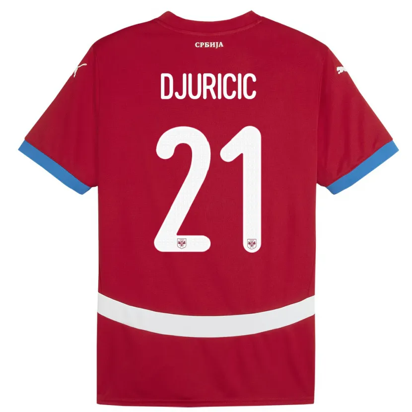 Danxen Børn Serbien Filip Djuricic #21 Rød Hjemmebane Spillertrøjer 24-26 Trøje T-Shirt