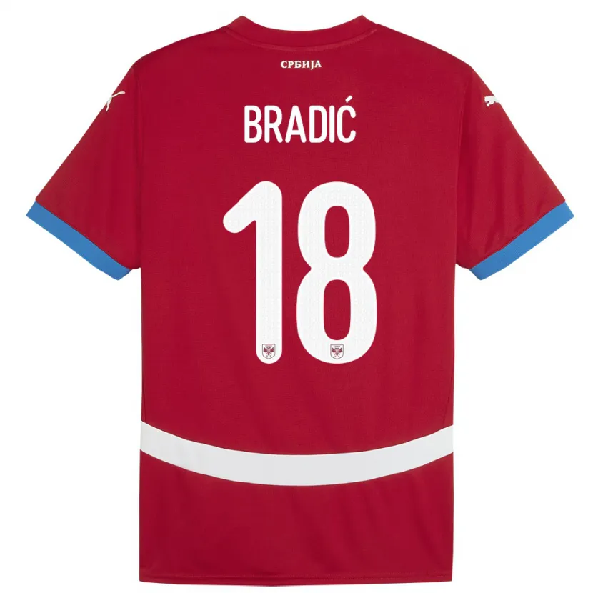 Danxen Børn Serbien Biljana Bradic #18 Rød Hjemmebane Spillertrøjer 24-26 Trøje T-Shirt