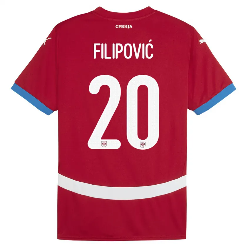 Danxen Børn Serbien Tijana Filipovic #20 Rød Hjemmebane Spillertrøjer 24-26 Trøje T-Shirt