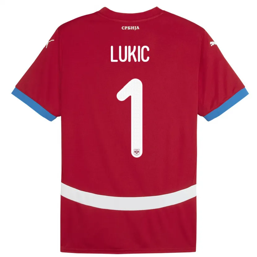 Danxen Børn Serbien Ognjen Lukic #1 Rød Hjemmebane Spillertrøjer 24-26 Trøje T-Shirt