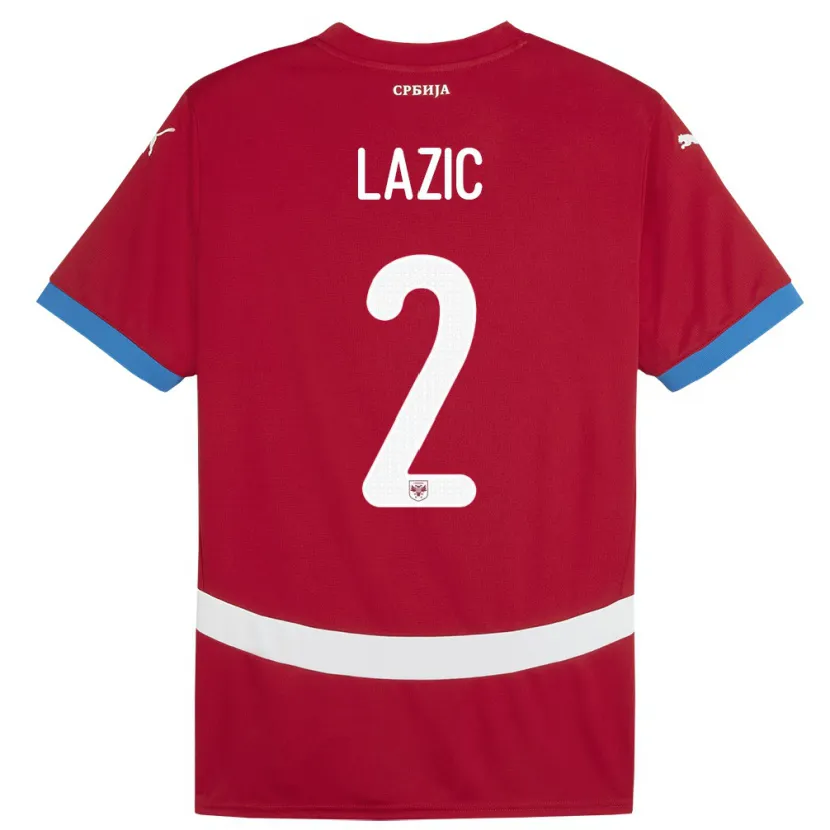 Danxen Børn Serbien Uros Lazic #2 Rød Hjemmebane Spillertrøjer 24-26 Trøje T-Shirt