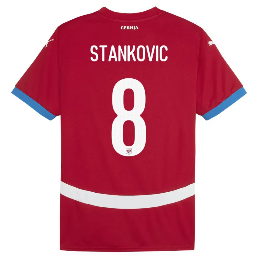 Danxen Børn Serbien Nikola Stankovic #8 Rød Hjemmebane Spillertrøjer 24-26 Trøje T-Shirt