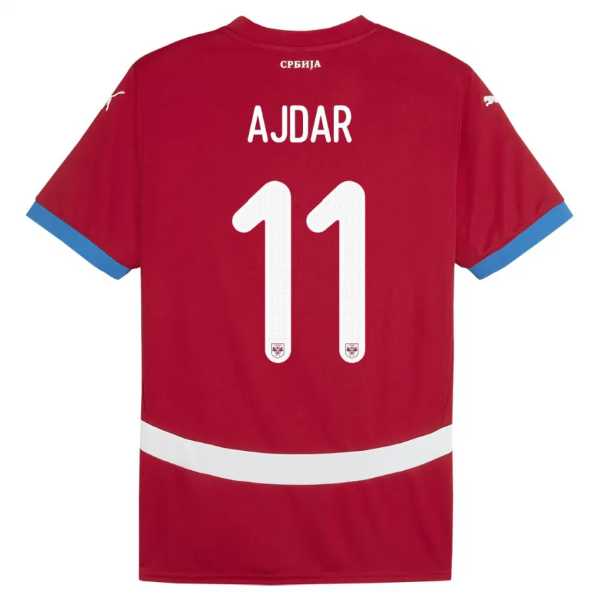 Danxen Børn Serbien Ognjen Ajdar #11 Rød Hjemmebane Spillertrøjer 24-26 Trøje T-Shirt