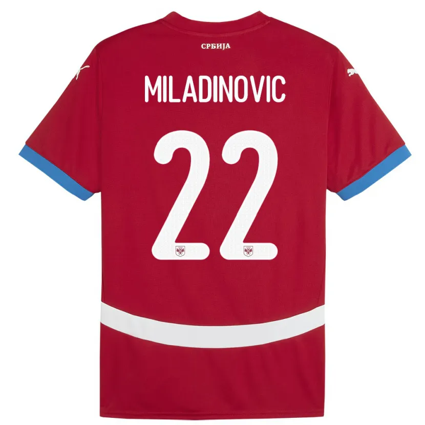 Danxen Børn Serbien Igor Miladinovic #22 Rød Hjemmebane Spillertrøjer 24-26 Trøje T-Shirt