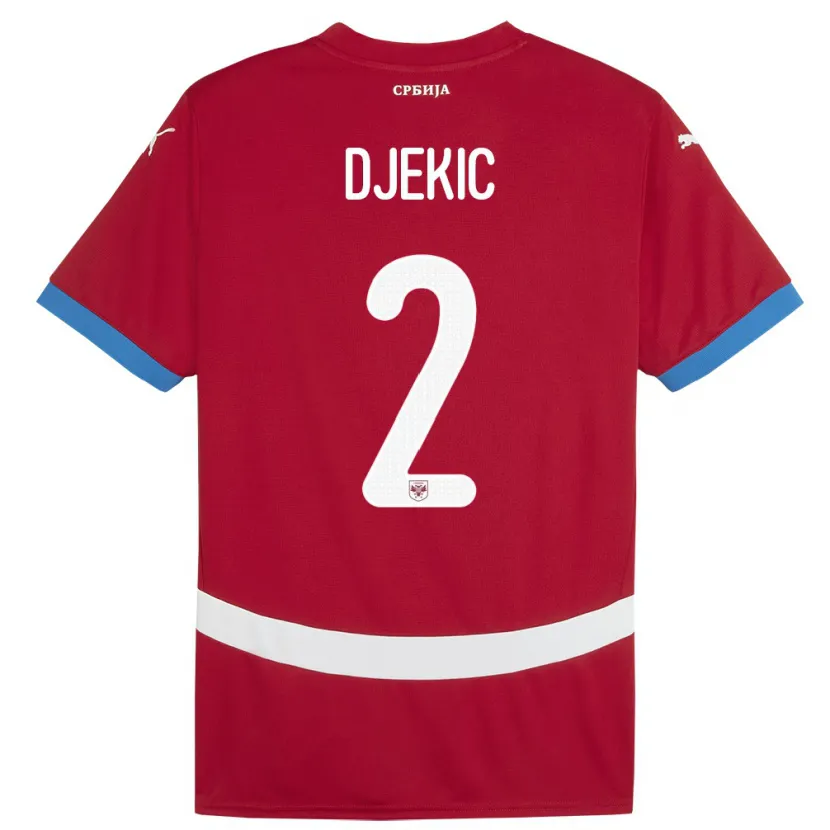 Danxen Børn Serbien Djuro Giulio Djekic #2 Rød Hjemmebane Spillertrøjer 24-26 Trøje T-Shirt