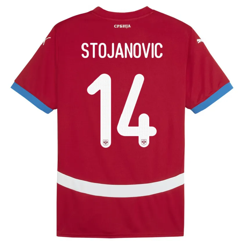 Danxen Børn Serbien Matija Stojanovic #14 Rød Hjemmebane Spillertrøjer 24-26 Trøje T-Shirt