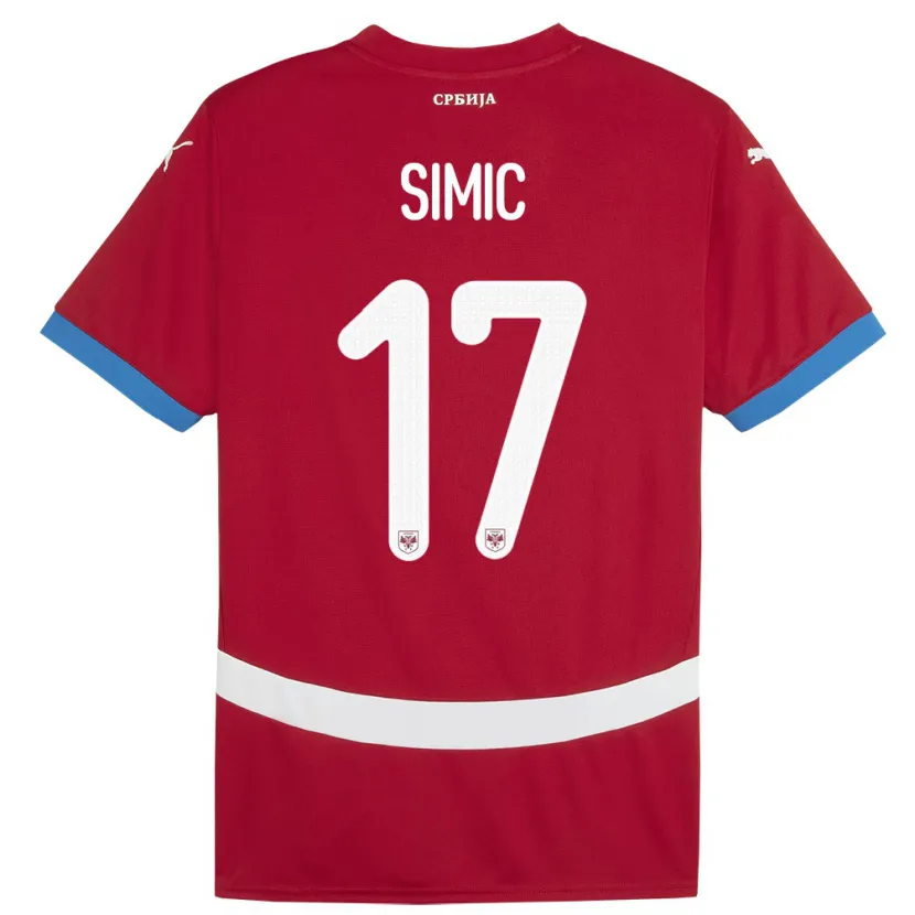 Danxen Børn Serbien Jan Carlo Simic #17 Rød Hjemmebane Spillertrøjer 24-26 Trøje T-Shirt