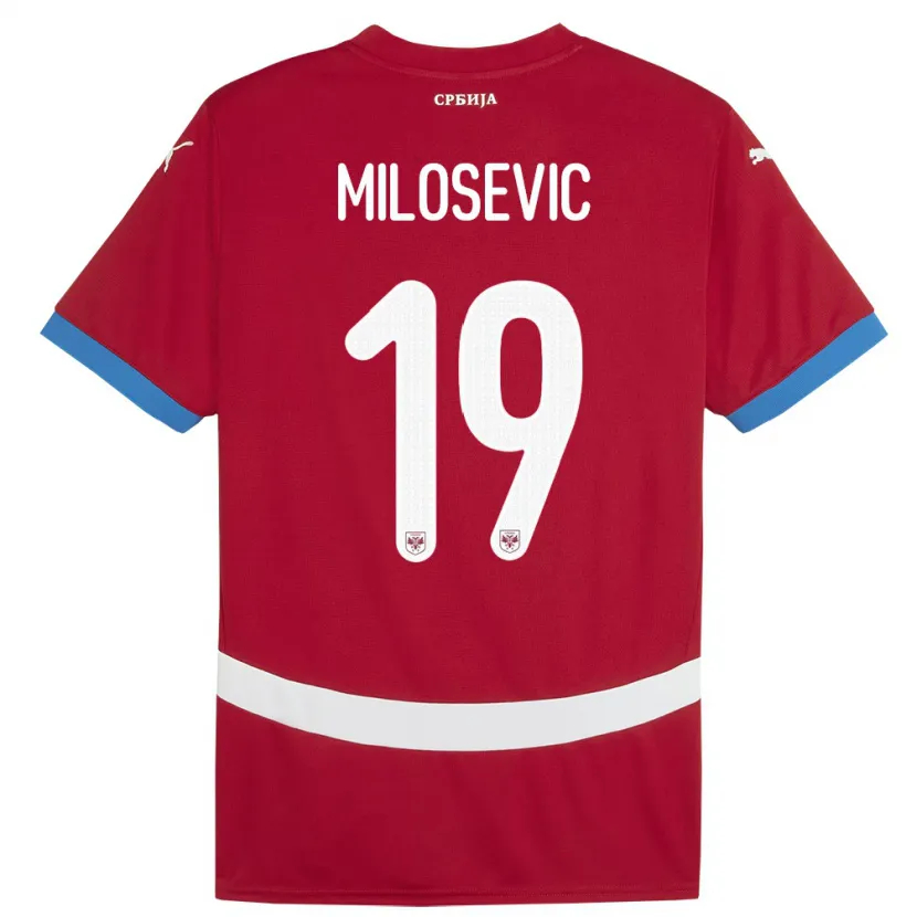 Danxen Børn Serbien Jovan Milosevic #19 Rød Hjemmebane Spillertrøjer 24-26 Trøje T-Shirt