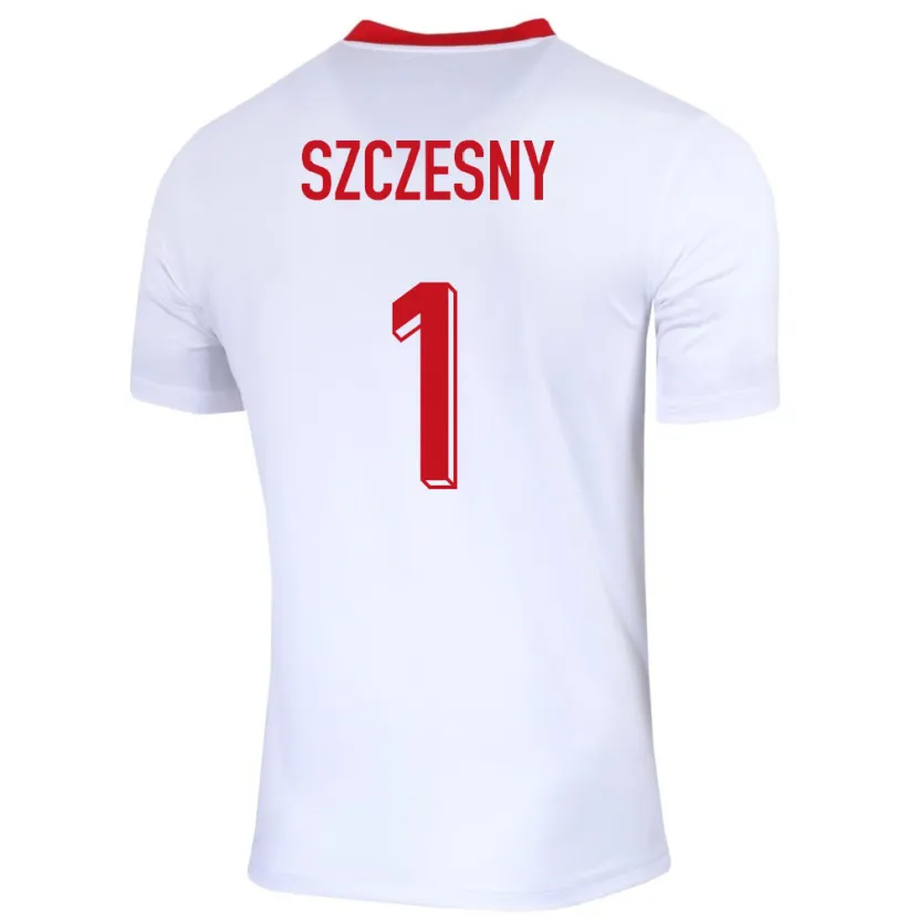 Danxen Børn Polen Wojciech Szczesny #1 Hvid Hjemmebane Spillertrøjer 24-26 Trøje T-Shirt