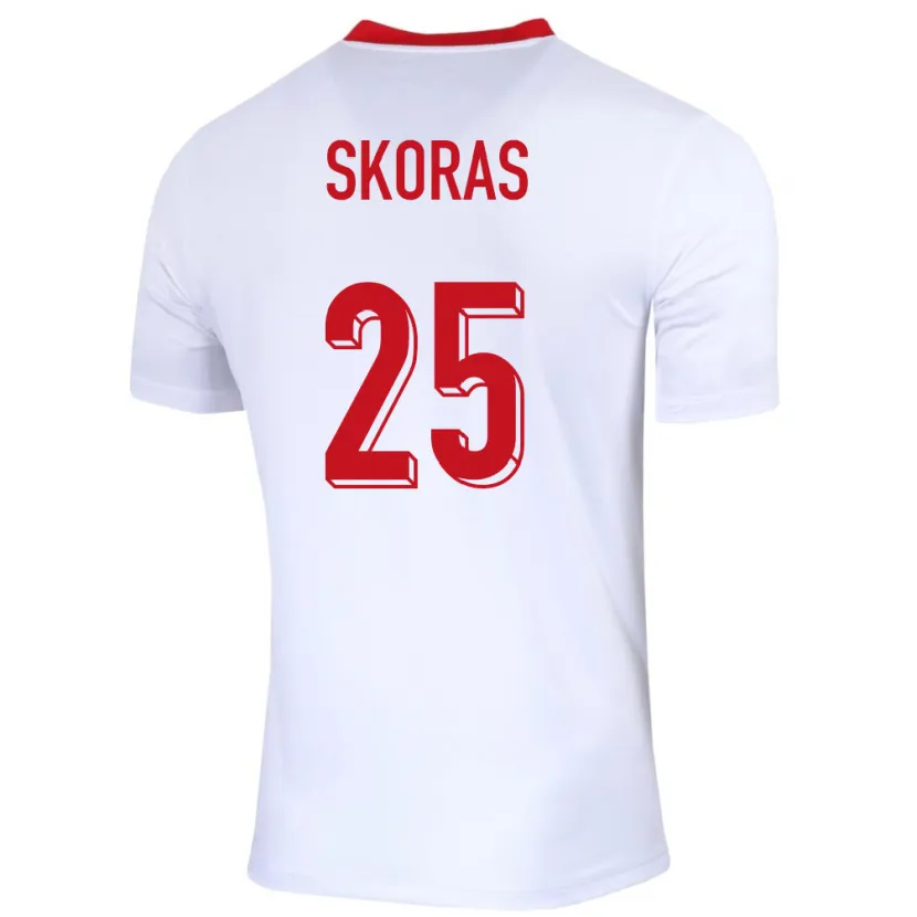 Danxen Børn Polen Michal Skoras #25 Hvid Hjemmebane Spillertrøjer 24-26 Trøje T-Shirt